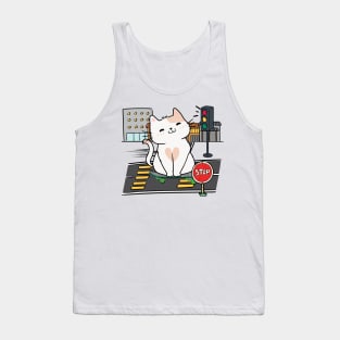 Funny Persian cat is on a skateboard Tank Top